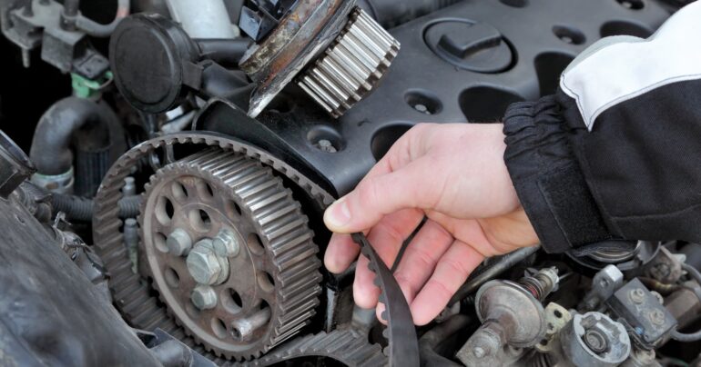 car engine showing cam belt timing belt