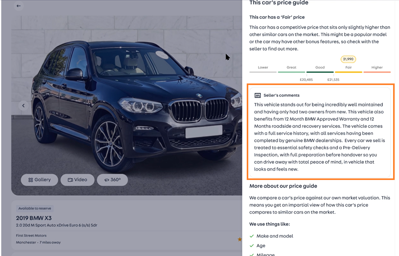 AT sellers Comments in Pricing